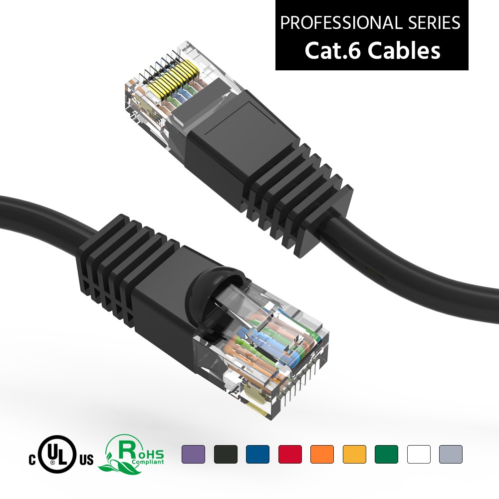 15 Pack of 20Ft CAT6 UTP Ethernet Network Booted Cable 10-100 Feet Black