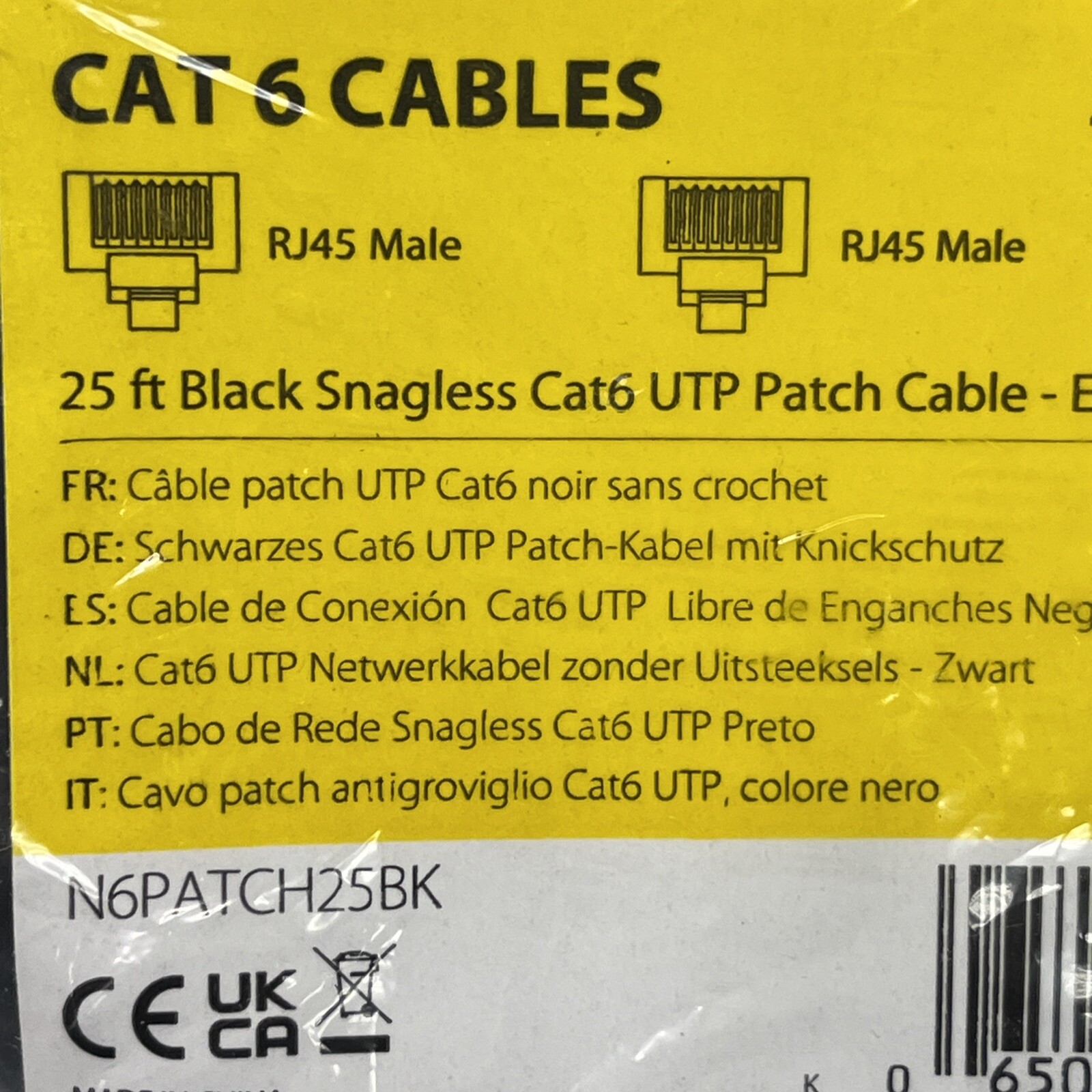 12pk Startech N6PATCH25BK 25FT BLACK CAT 6 CABLE | USA Seller | New