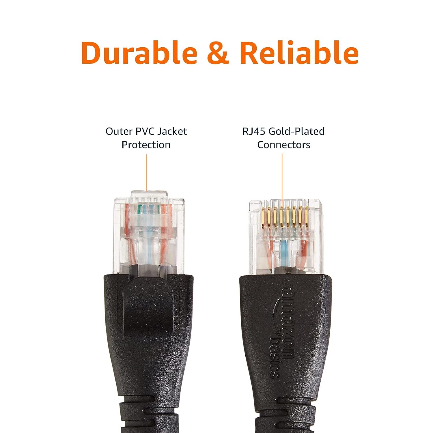Amazon Basics RJ45 Cat-6 Ethernet Patch Cable, 1Gbps, Gold-Plated, 10 ft, PC