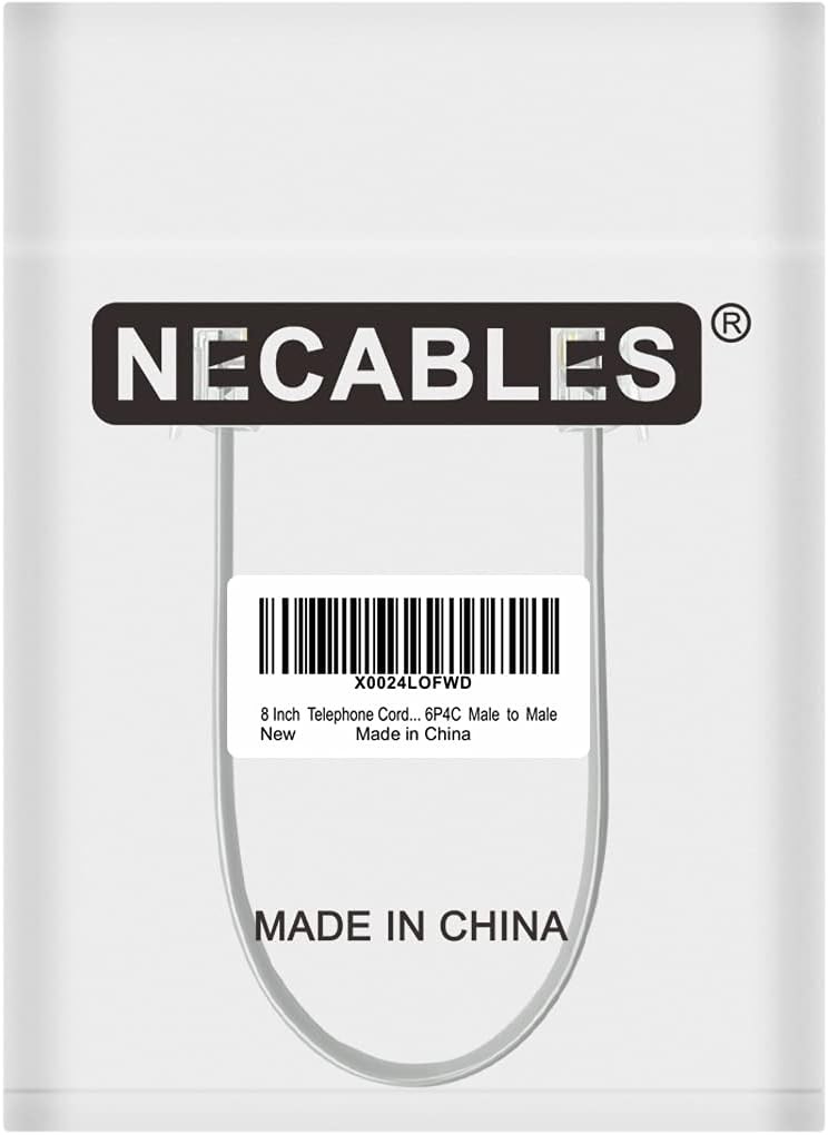 8 Inch Short Telephone Cord Phone Cable Wall Phone Cord for Landline RJ11 6P4C M