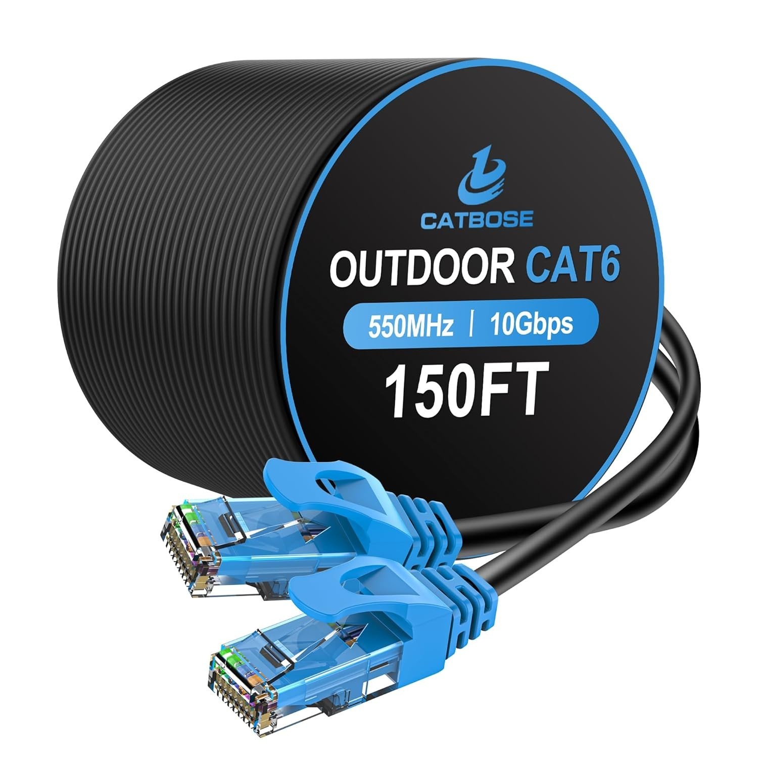 150FT Cat6 Outdoor Ethernet Cable, In-Ground, Heavy Duty Direct Burial, 24AWG…
