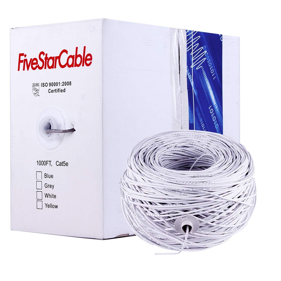 Cat5e 1000 Ft 24AWG UTP 4 Twisted Pair Ethernet Router LAN Cable Wire Pull Bo…