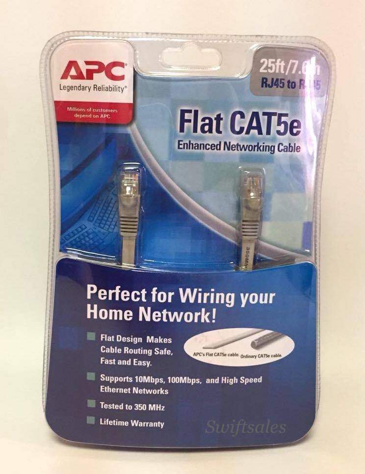 APC Flat Cat5e Enhanced Networking Cable 25ft 350MHz Booted Ethernet Patch Cable