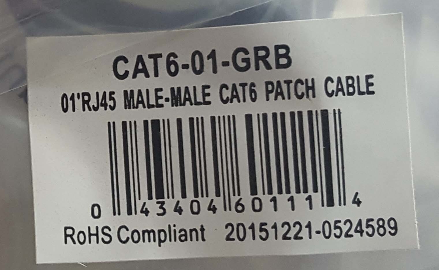 CAT6 1ft RJ45 Male-Make Patch Cable Green 10 Pack