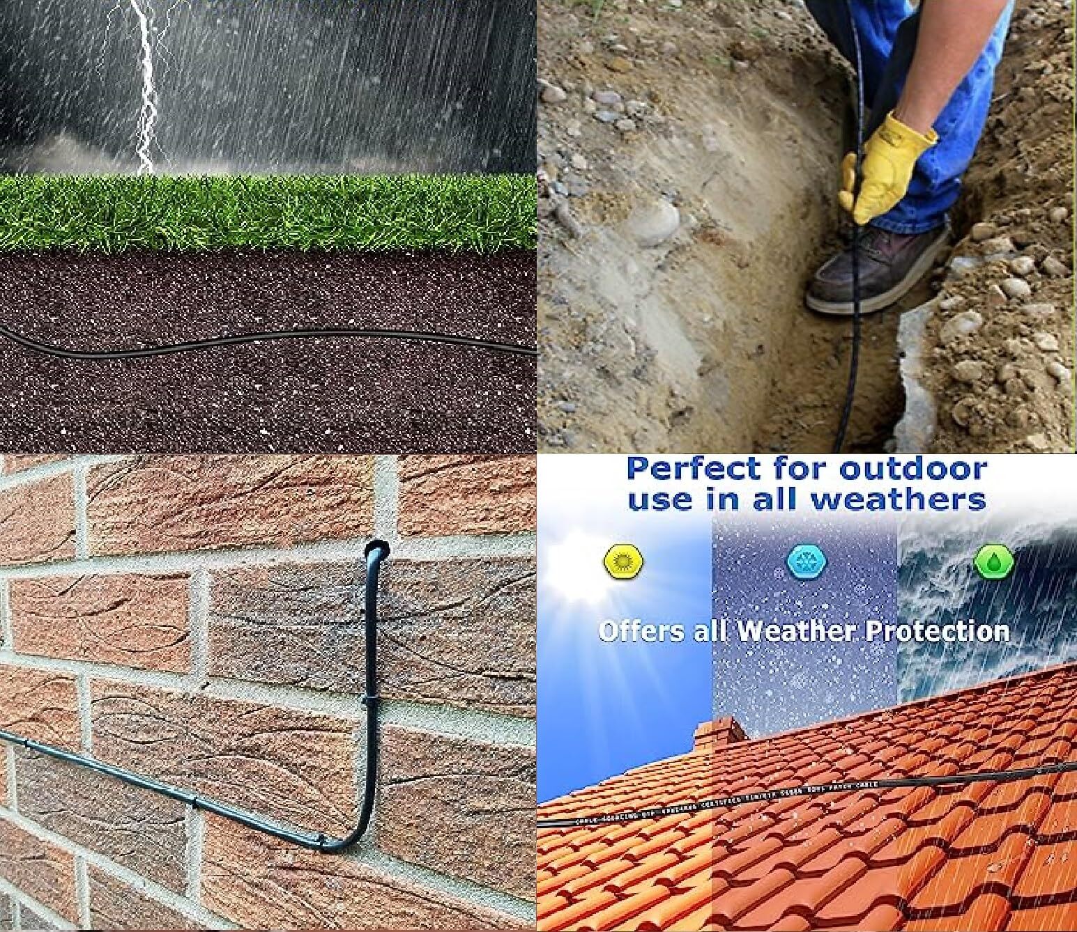 100′ FT Oxygen-free Copper Heavy Duty CAT6 Waterproof Outdoor Direct Burial U…