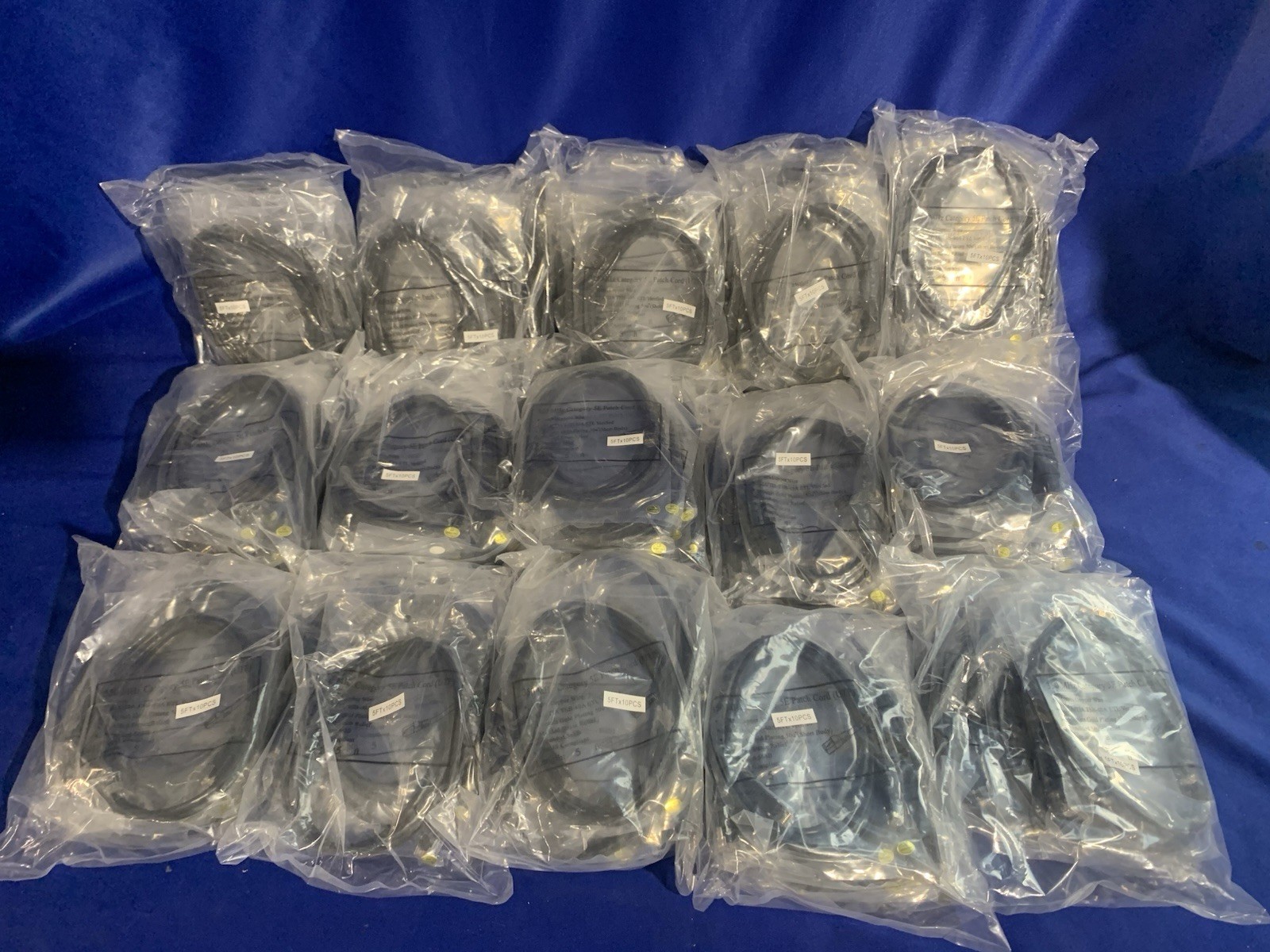 5 Foot Ethernet Network Cable Cat5e Patch Cord LAN – Pack of 10 x15 – New Sealed