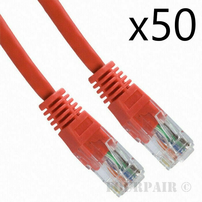 50 Pack Lot – 10ft CAT6 Ethernet Network LAN Router Patch Cable Cord Wire Red