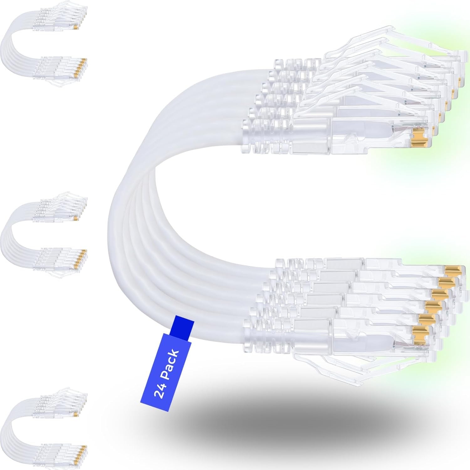 Patch Cables Cat6/ Cat6a 0.5ft 24 Pack Slim, Cat6a Ethernet Patch Cable 10G S…