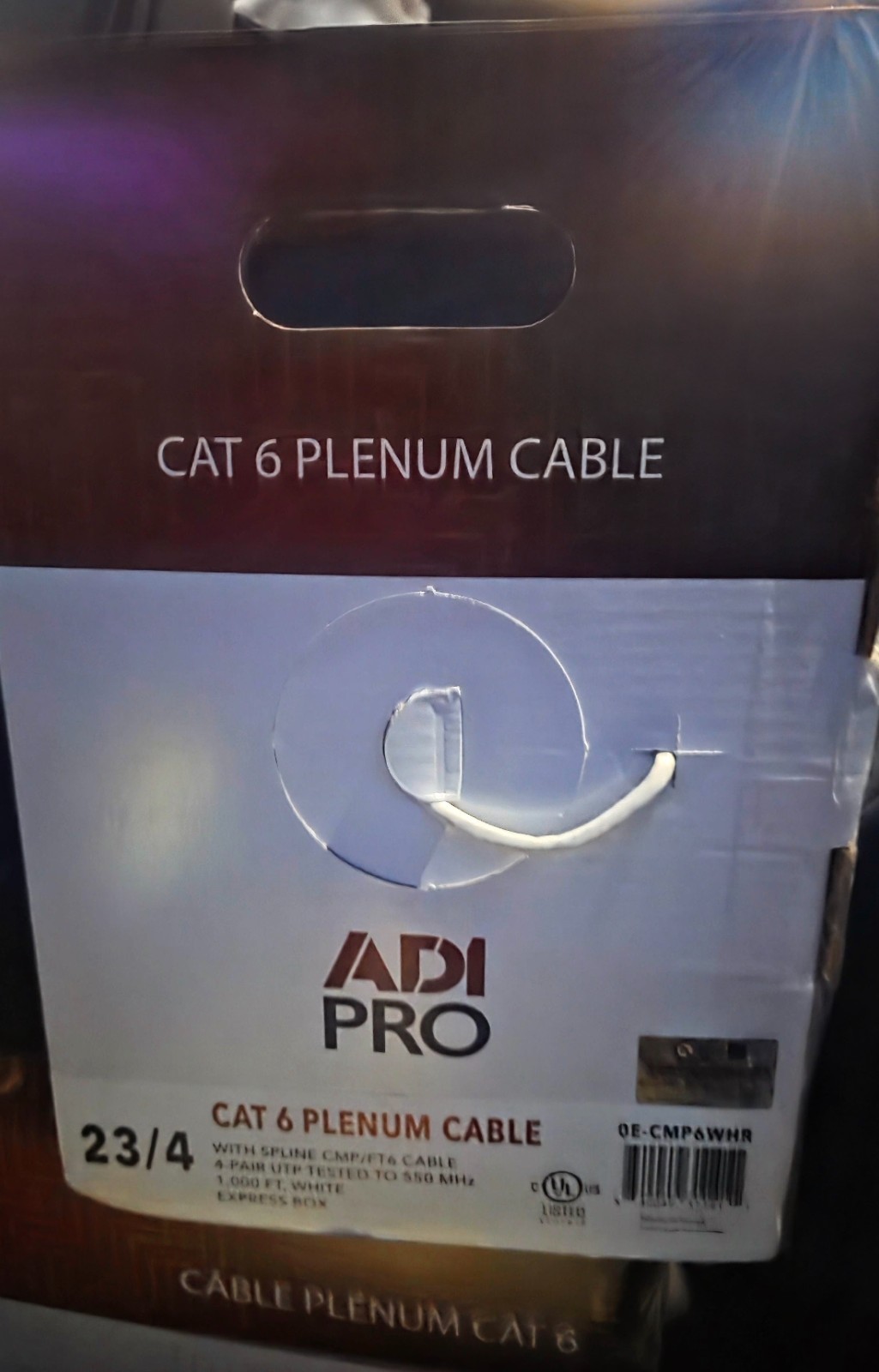 Adi Pro Cat 6 Plenum Cable 23/4 1000 FT CAT6 PWH White 500mHz NETWORK DATA CL3P
