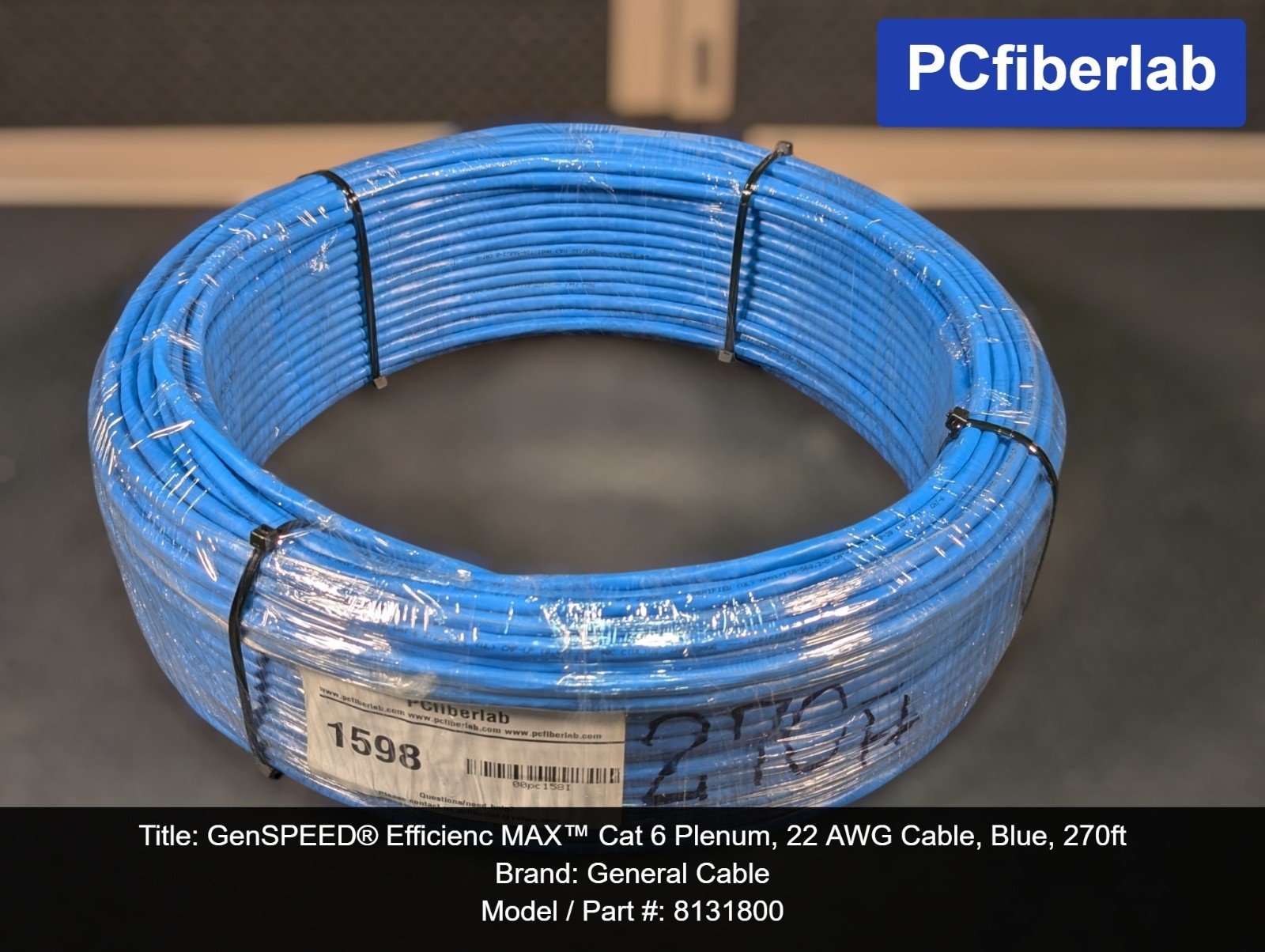 GenSPEED® Efficienc MAX™ Cat 6 Plenum, 22 AWG Cable, PoE, Blue, 270ft