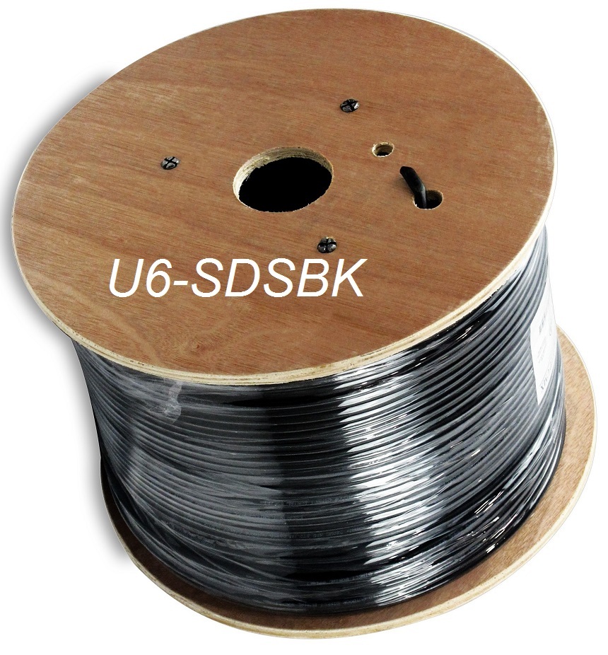 1000ft CAT6e Shielded RJ45 FTP Solid Pure Copper Black Ethernet Bulk Cable