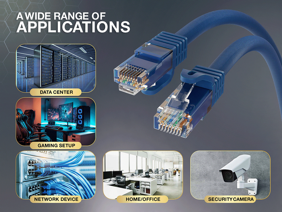 6ft Cat6a UTP 10G Ethernet Network Patch Cable Snagless 24AWG Bare Copper, Blue