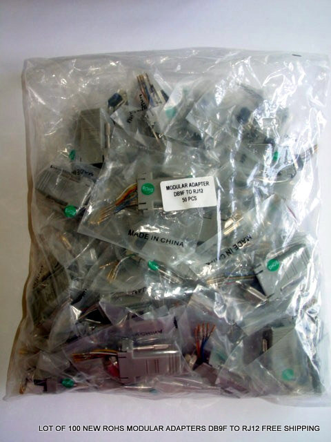 LOT OF 100 NEW ROHS MODULAR ADAPTERS DB9F TO RJ12 FREE SHIPPING