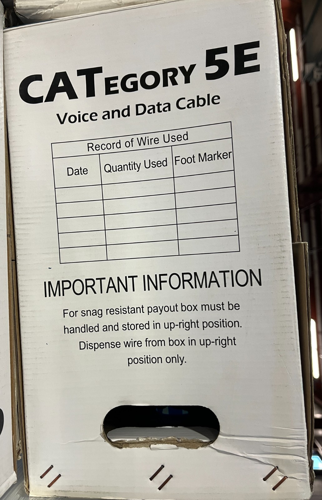 Vertical Cable Cat5e Cable, UV Resistant, UTP, 1000 Feet, Black, 059-484/CMX