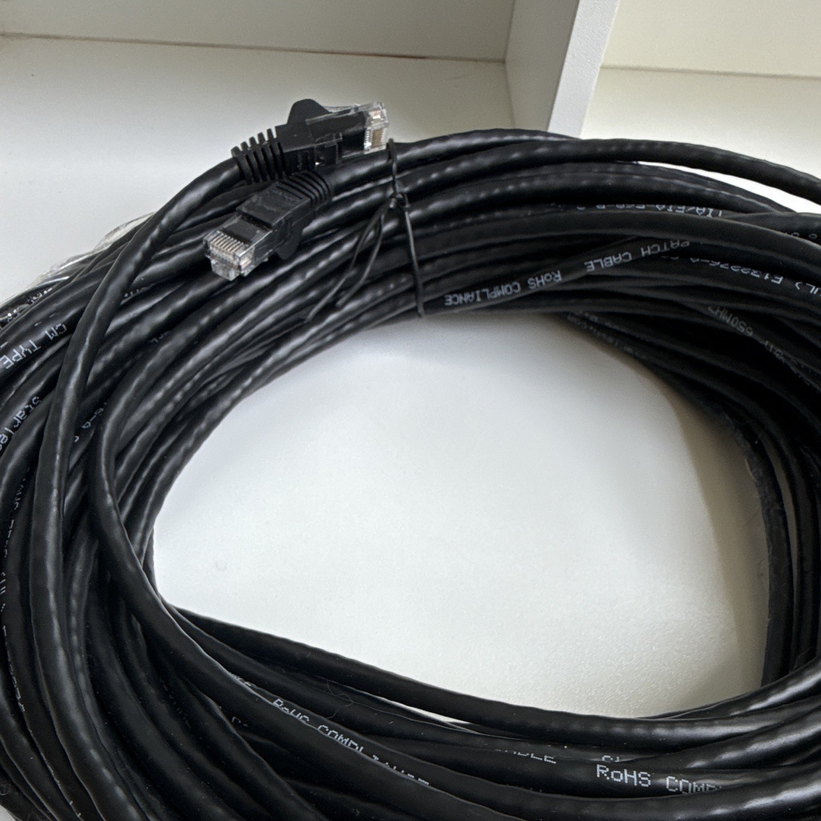 Black Ethernet Network Cable RJ-45 to RJ-45 Round Cable More Than 25ft