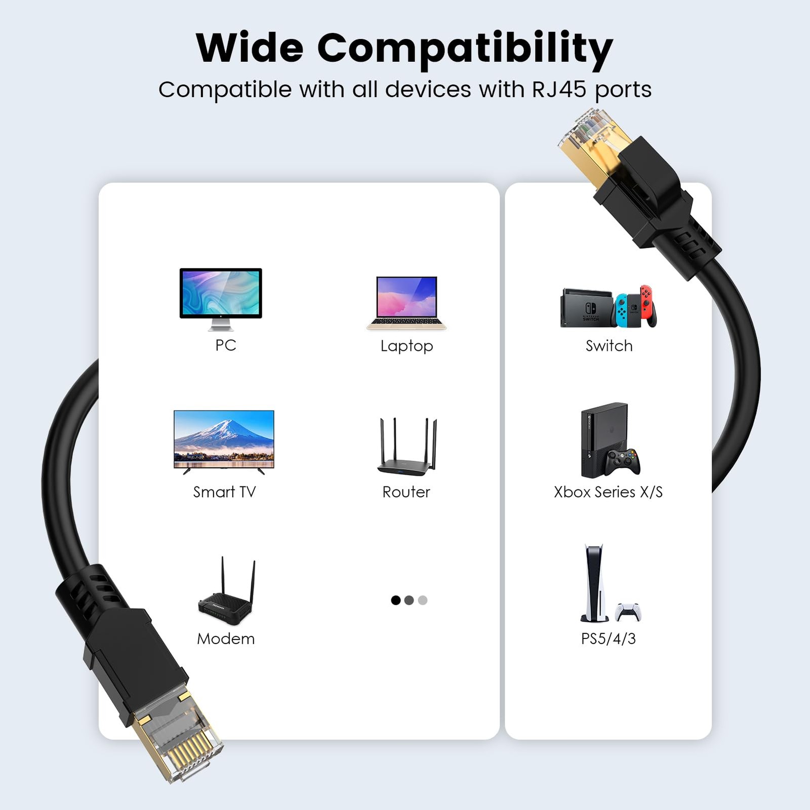 Cat 8 Ethernet Cable 6 FT, Cat8 Network Cable 40Gbps 2000MHz, 26AWG Heavy Dut…