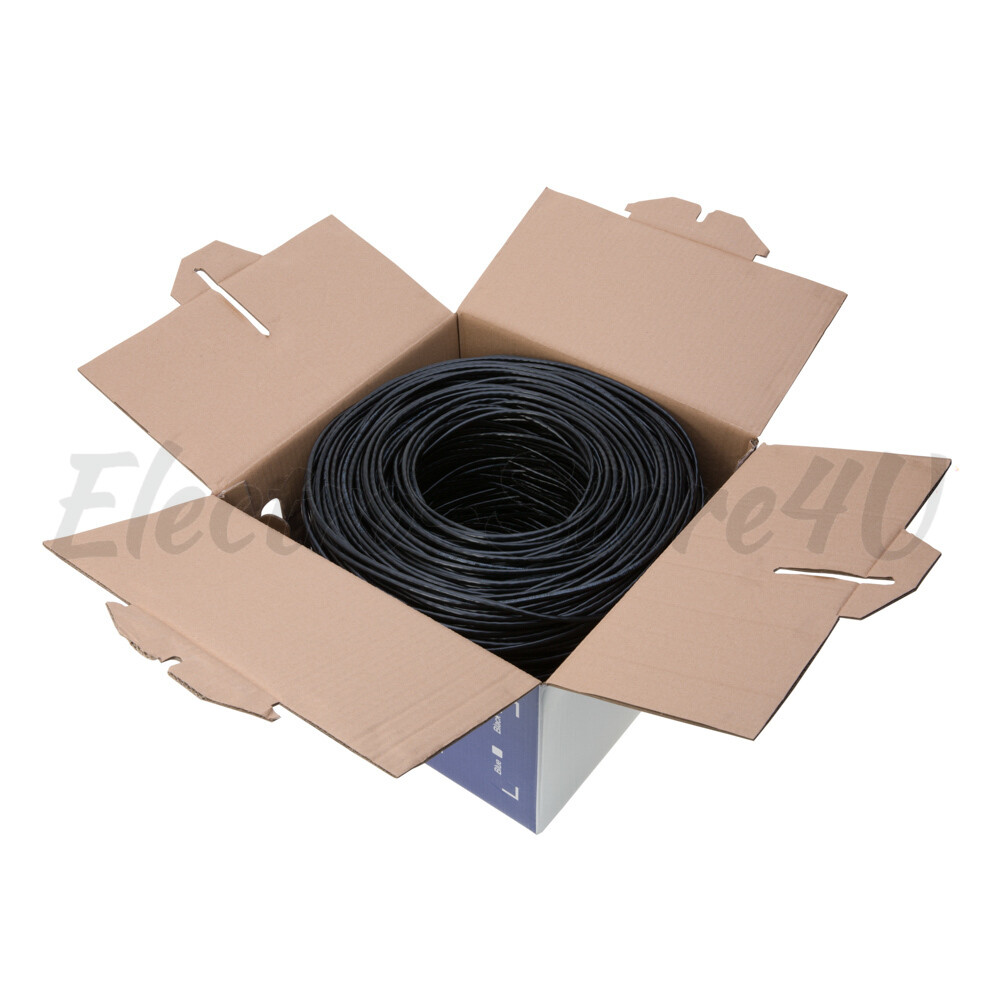 500ft Cat6 Outdoor Ethernet Cable UV Rated 23AWG UTP Solid Direct Burial Black