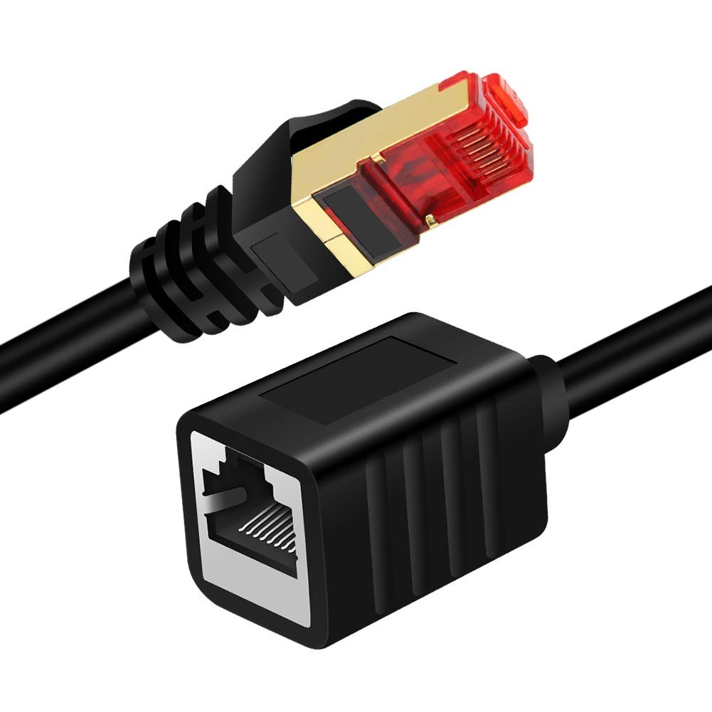 Cat7 Ethernet Extension Cable Shielded RJ45 Male To Female Network Cord 3 Ft