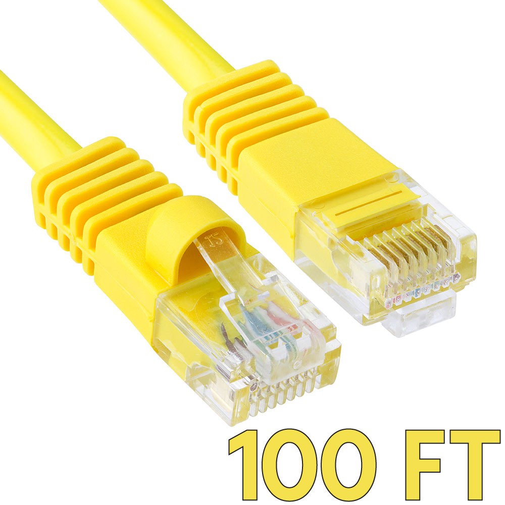 100 FT Cat5e Patch Cord CAT5e Cable LAN Ethernet RJ45 Connector Internet Wire