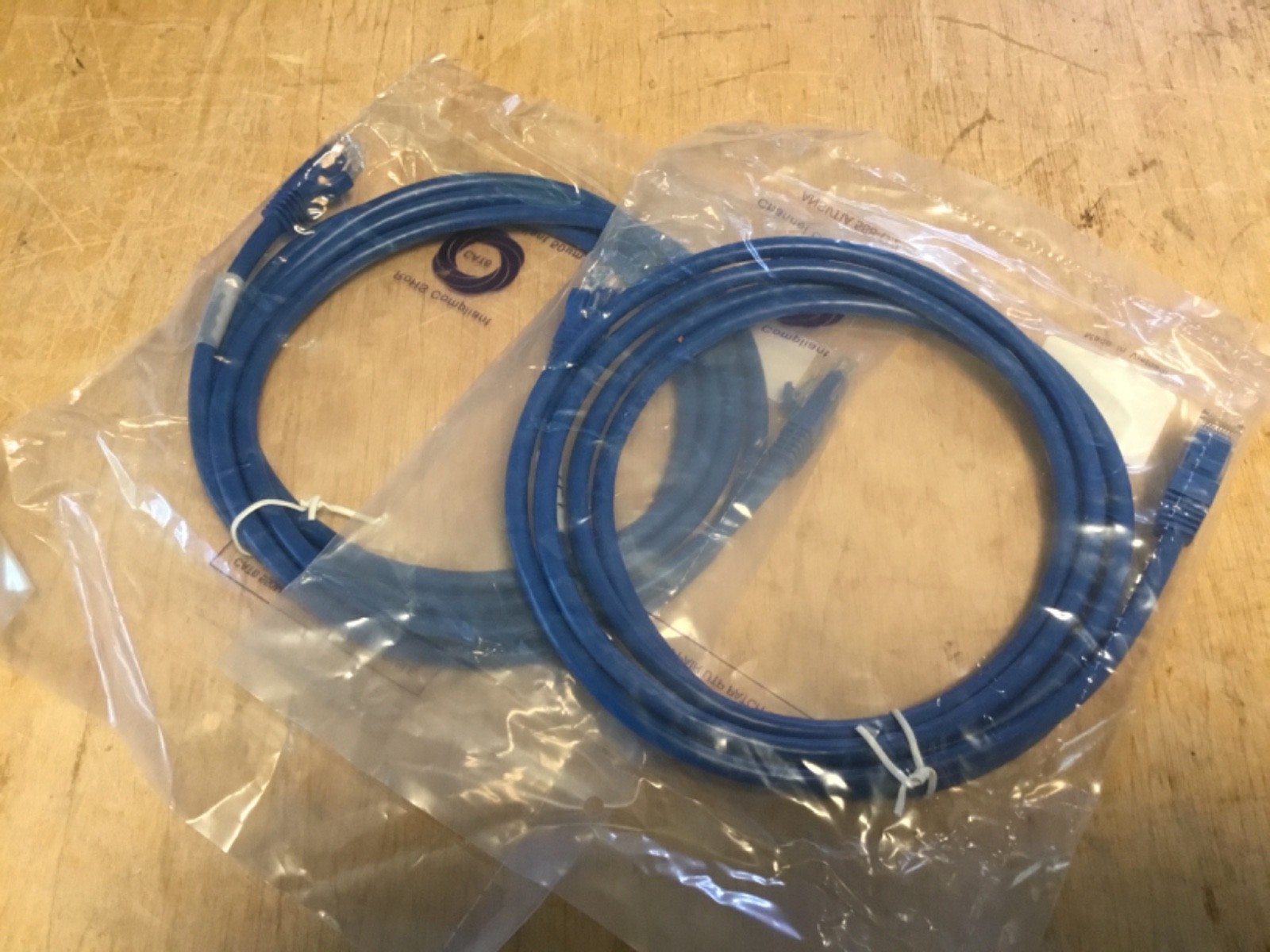 Lot of 2 Blue CAT 6 Ethernet Booted Patch Cord Cable, 7 Foot RJ45 male to male