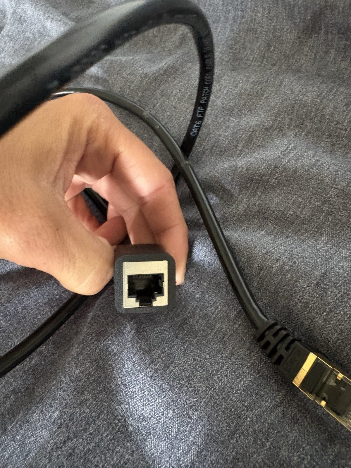Cat 6 7 ft Black Ethernet Cable RJ-45 Male to RJ-45 Female Coupler Adapter