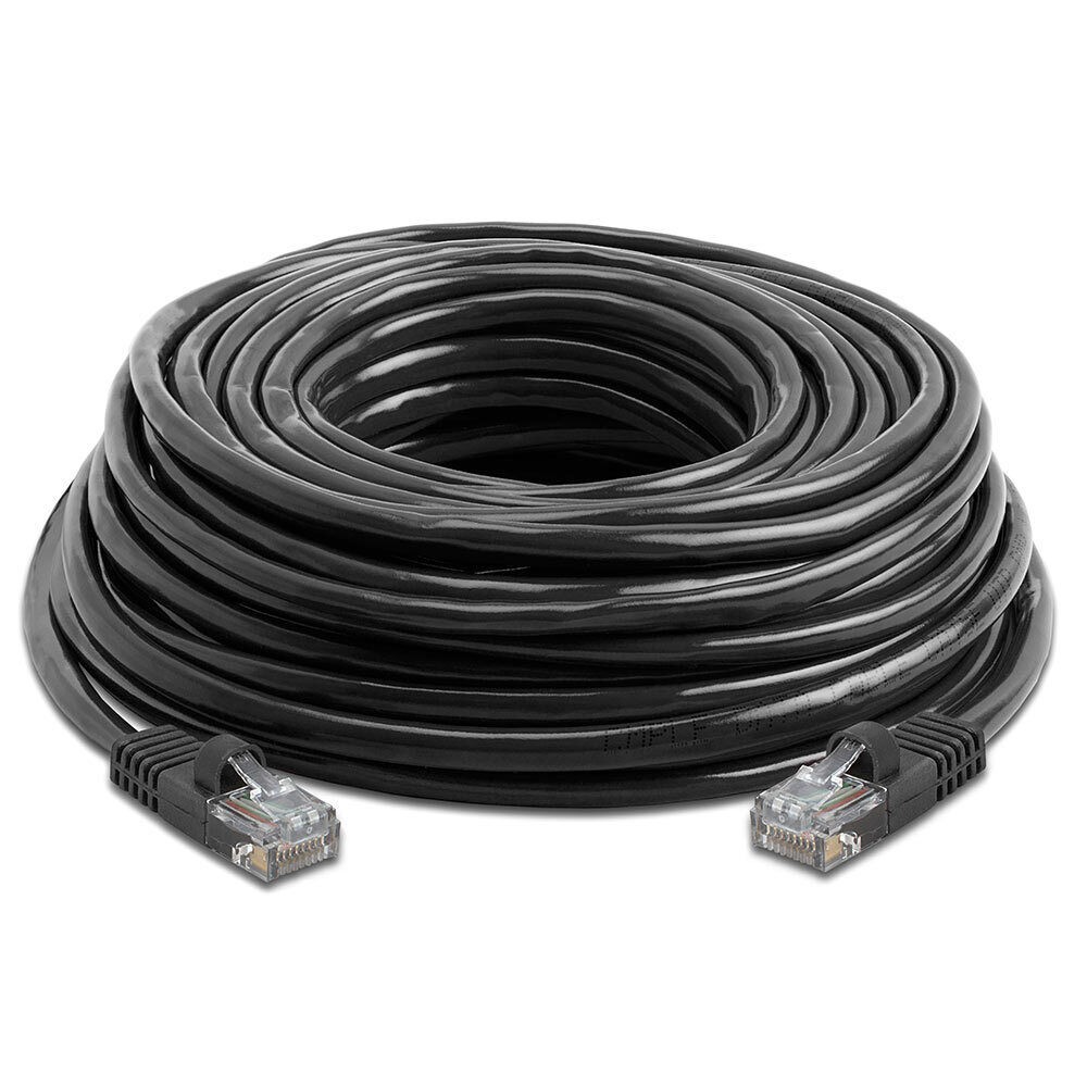 50FT Cat5e Ethernet Patch Cord Black LAN Internet Cat 5e Cable RJ45 Router Cord