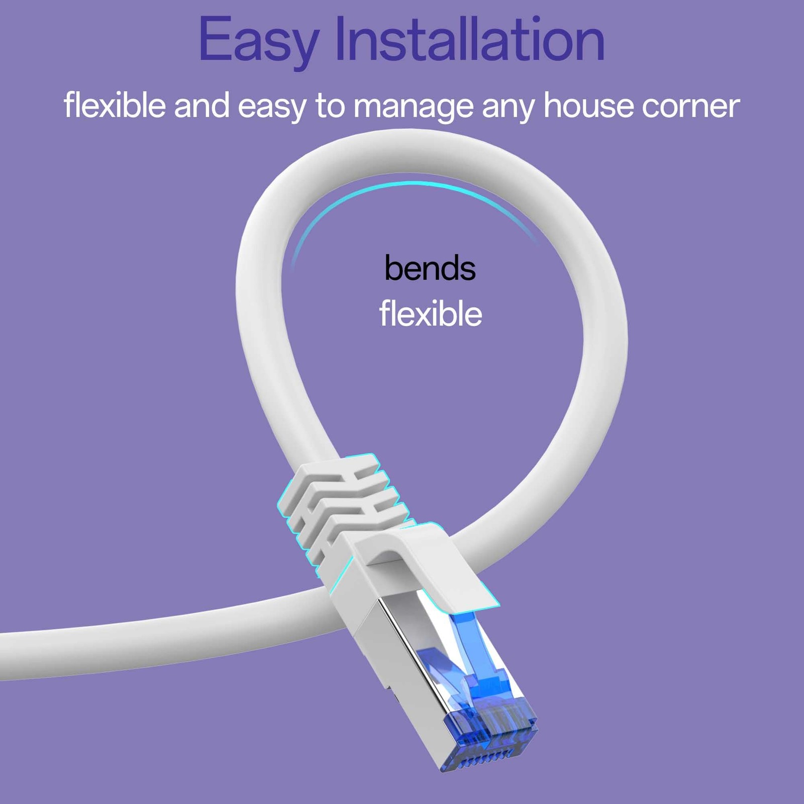Cat8 Ethernet Cable 200 FT Indoor & Outdoor, 200ft, White