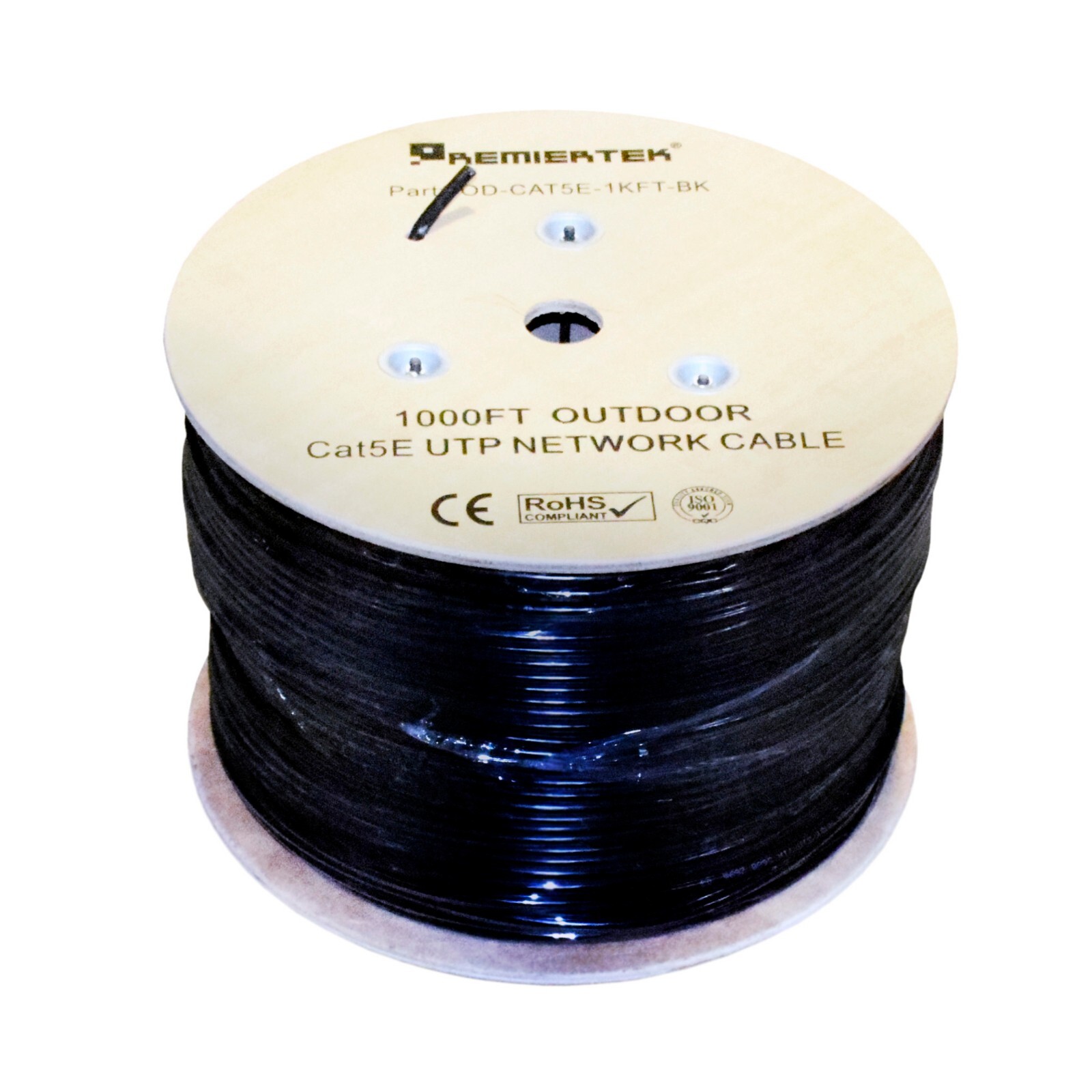 OUTDOOR CAT5E UTP 1000FT DIRECT BURIAL ETHERNET LAN NETWORK CABLE BLACK WOODEN