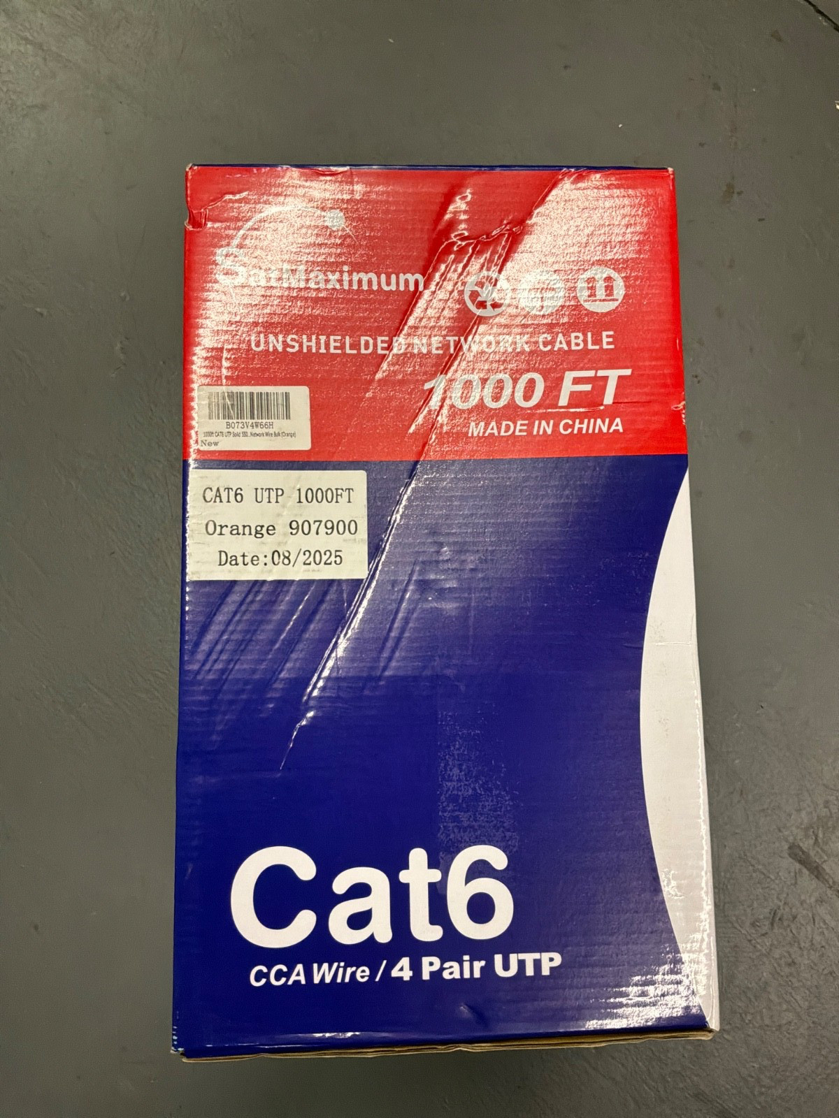 CAT6 1000ft Original Solid Ethernet Cable UTP 23AWG CCA Network Bulk Wire Orange