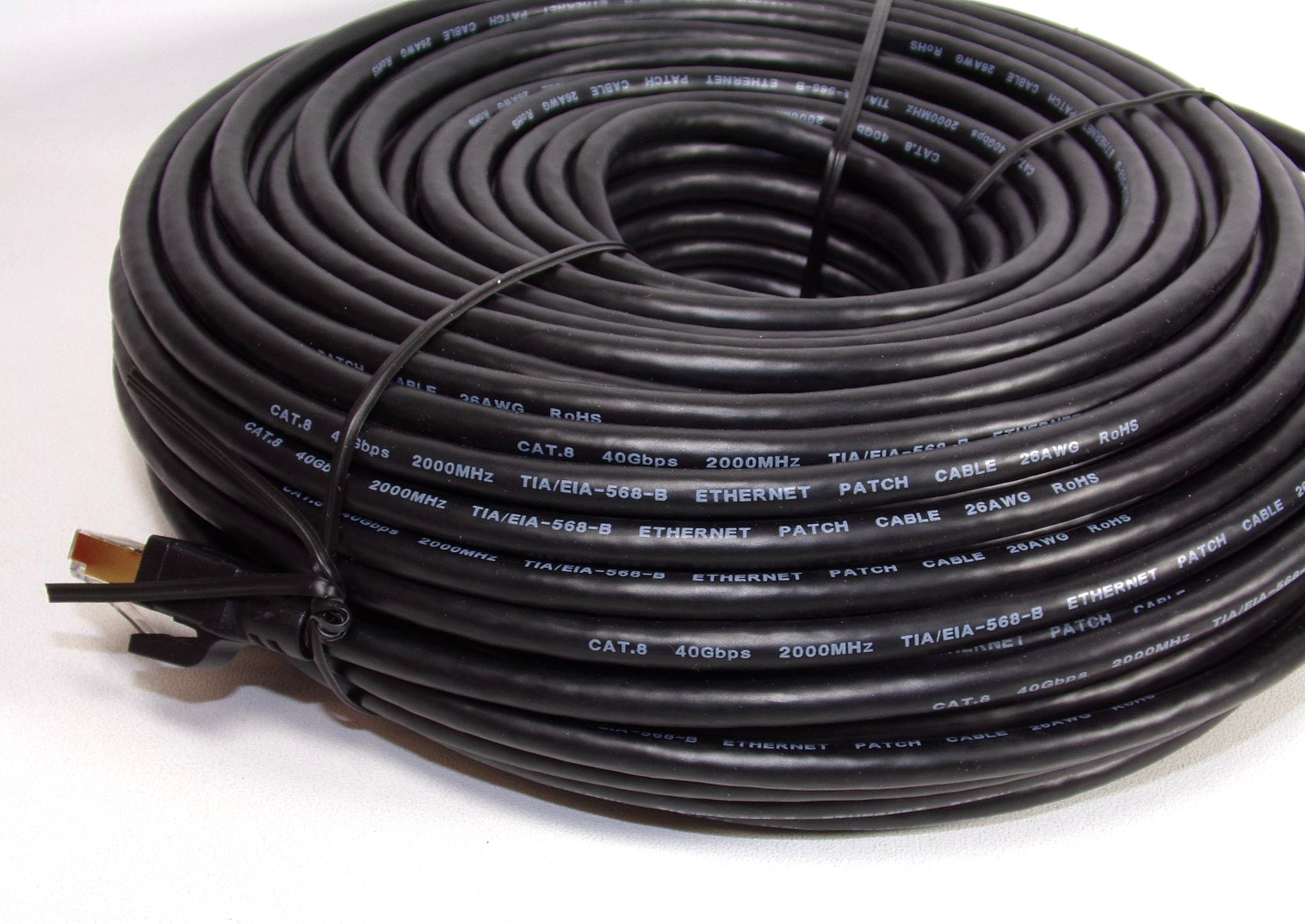 Cat 8 Ethernet Patch Cable, 40Gbps 2000MHz TIA/EIA-568-B, 26AWG (200ft)