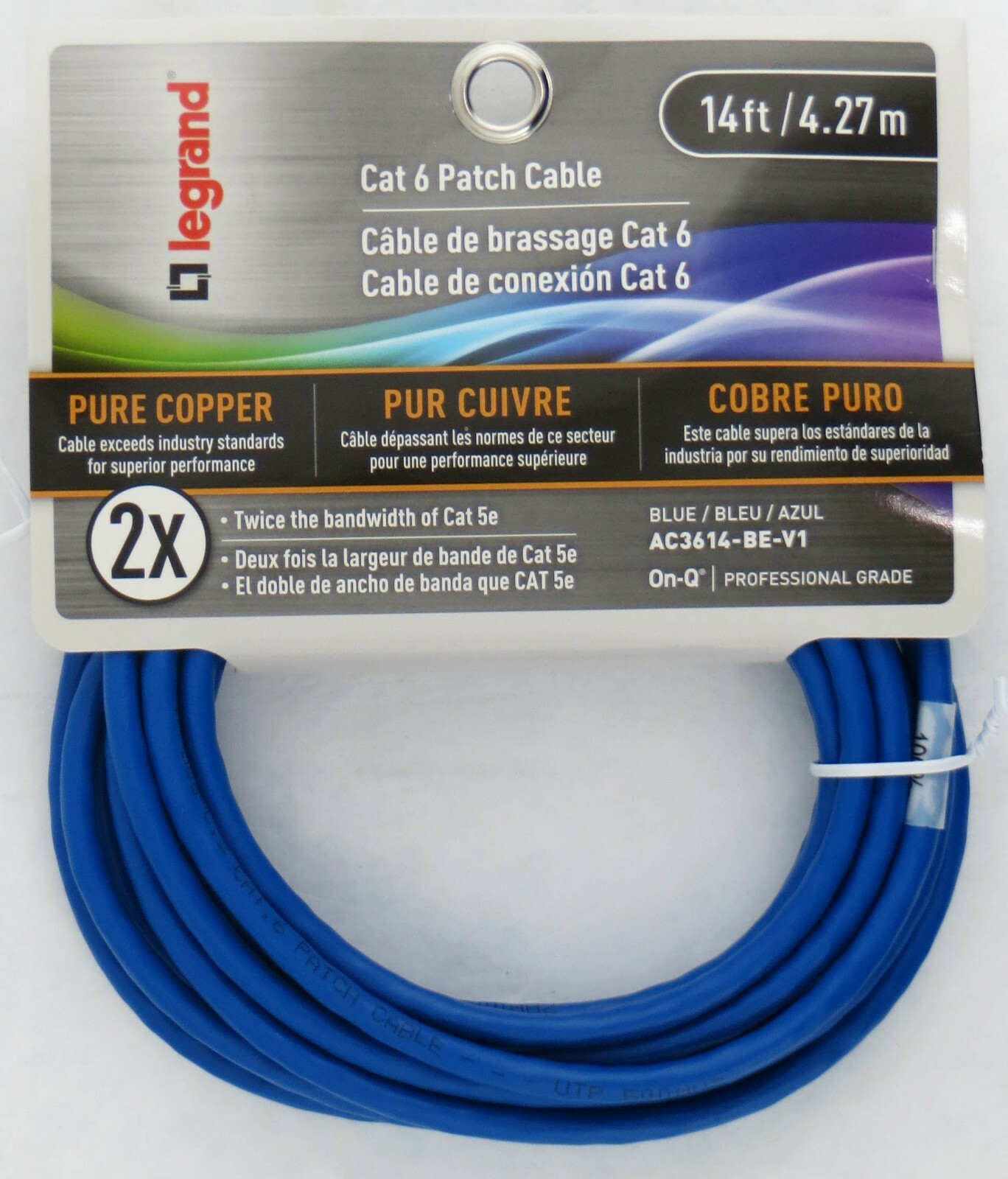 Cat 6 Patch Cable 14ft. Legrand AC3614BEV1 10Gbps Ethernet Speed Networking NEW