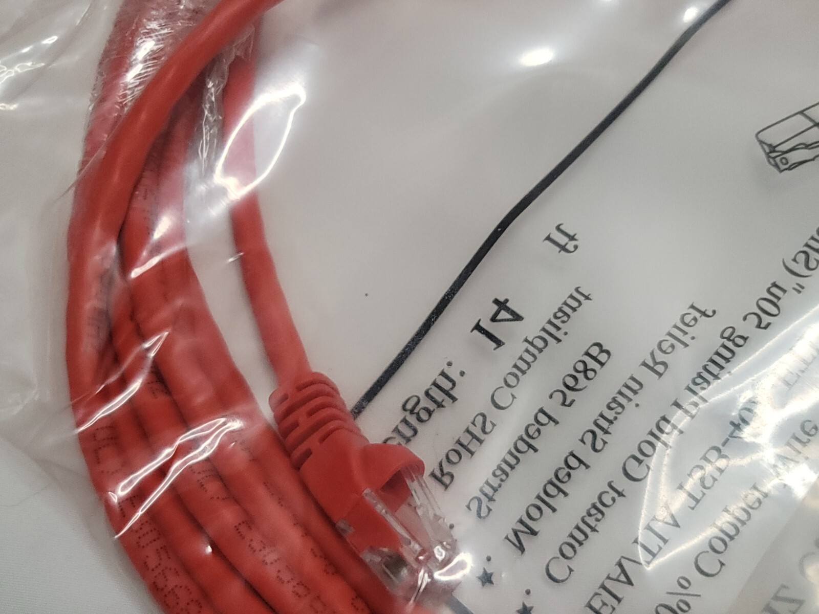 4 Cat5e 14 Ft Patch Cords UTP Enhanced 350MHZ UL ETL Category 5 RED 14′ Cable