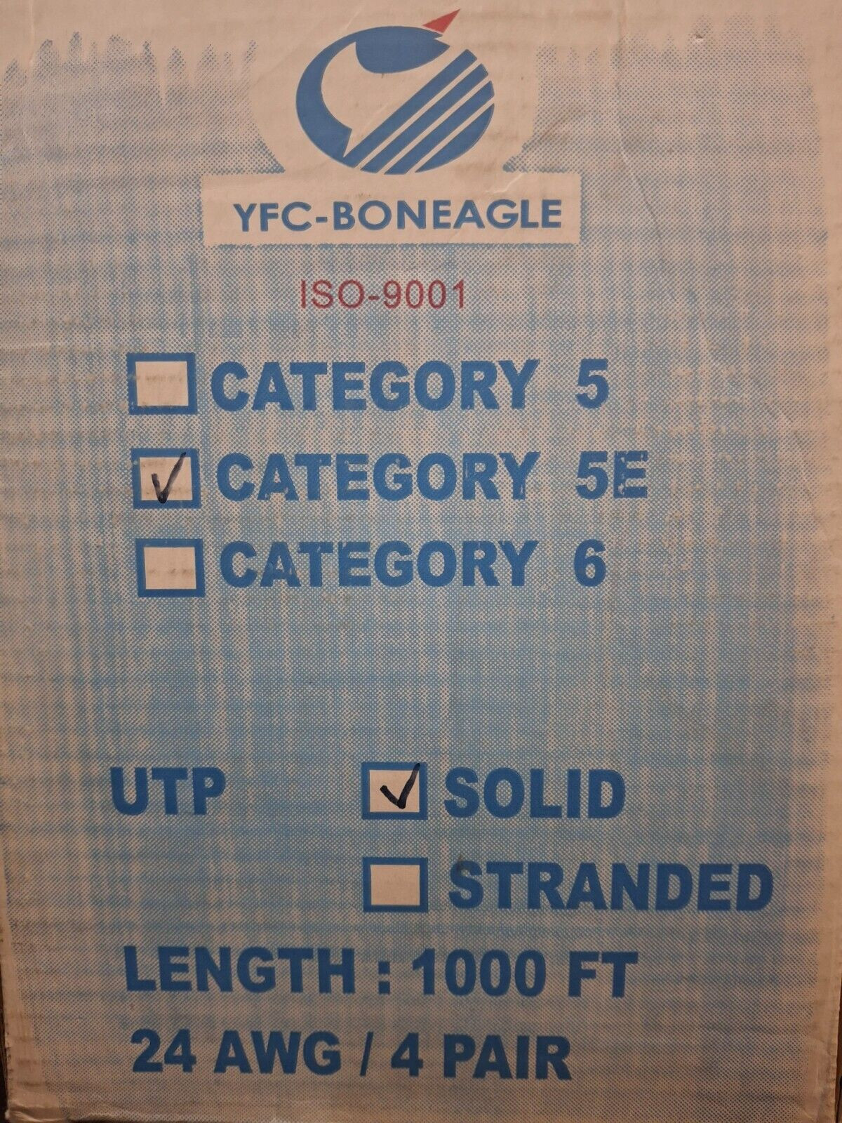 YFC-Boneagle CAT 5E Networking Cable UTP Solid 24AWG 750 FT *READ*