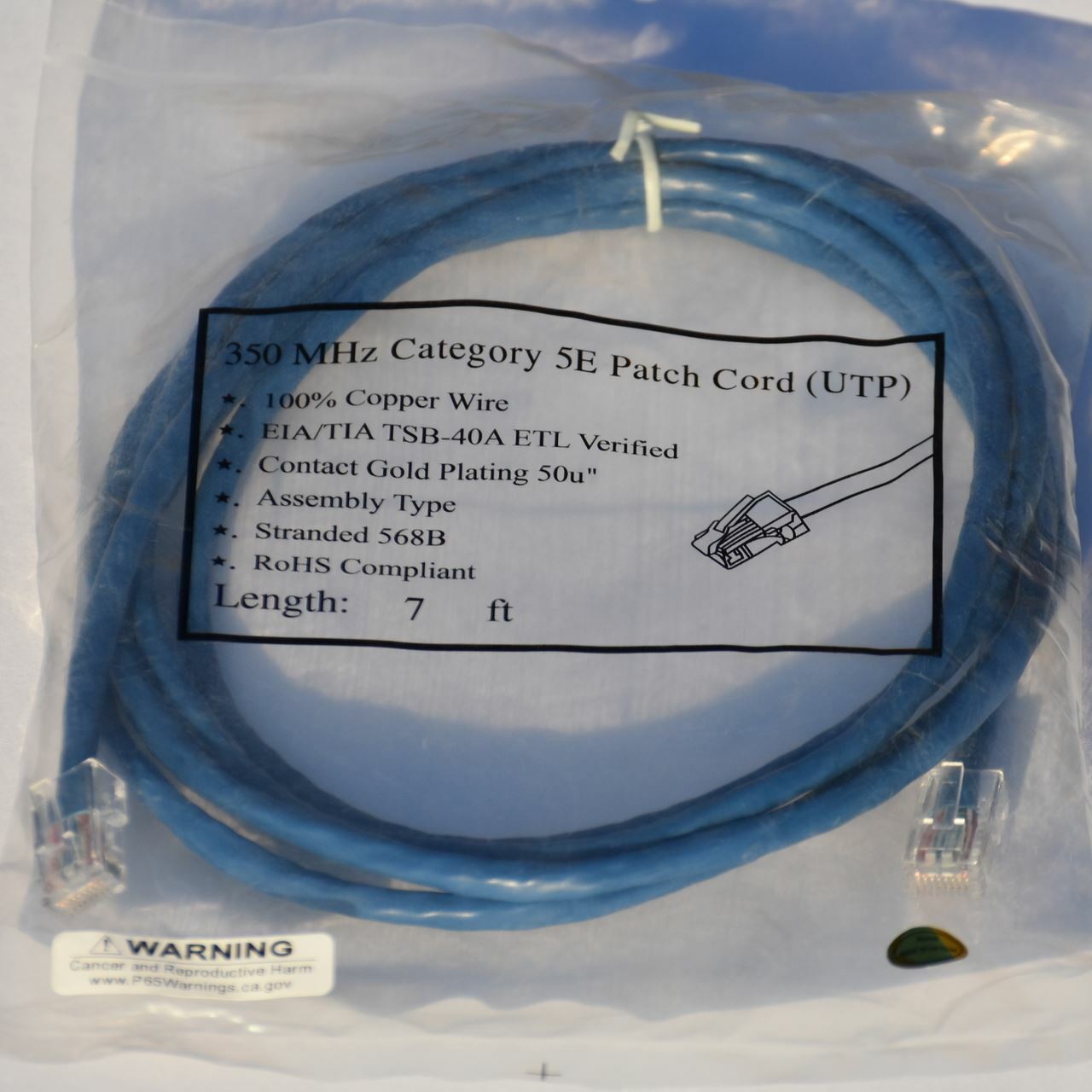 Cat 5 Cable – 10 Foot Blue, Crimped