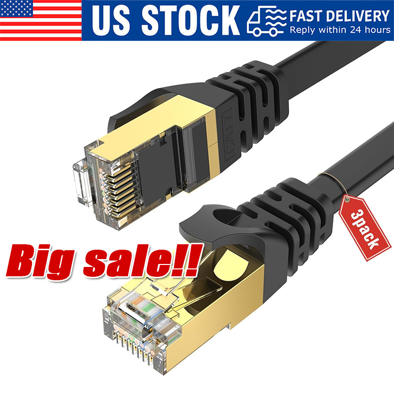 Cat 8 Ethernet RJ45 Cable Super Speed 40Gbps Patch LAN Network Gold Plated Lot