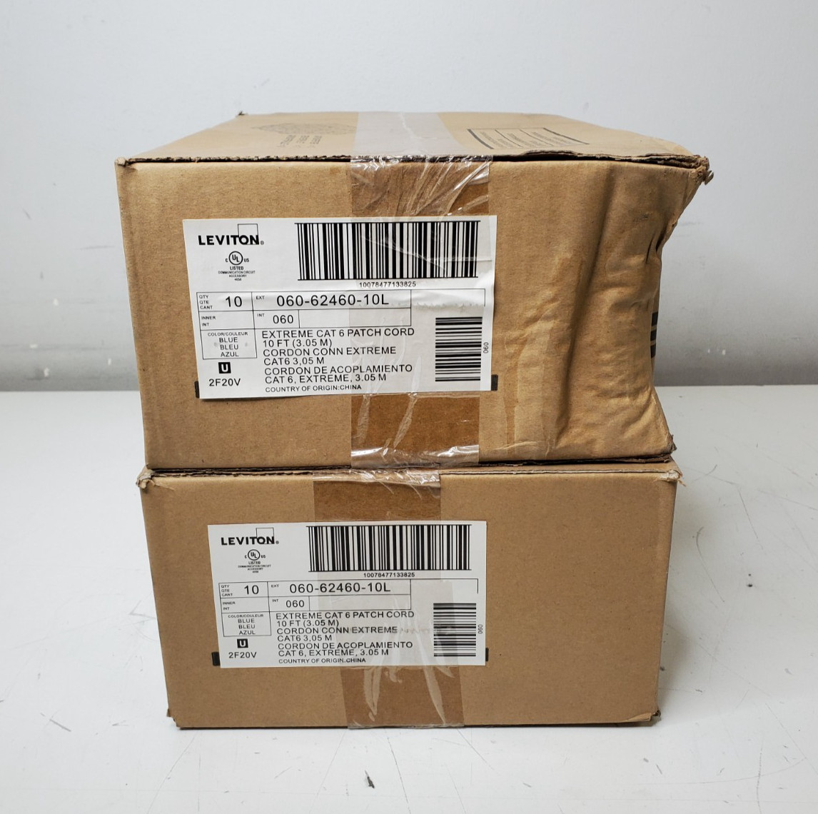 New/Sealed Lot of 20 Leviton 10ft Extreme CAT 6 Blue Patch Cord (060-62460-10L)