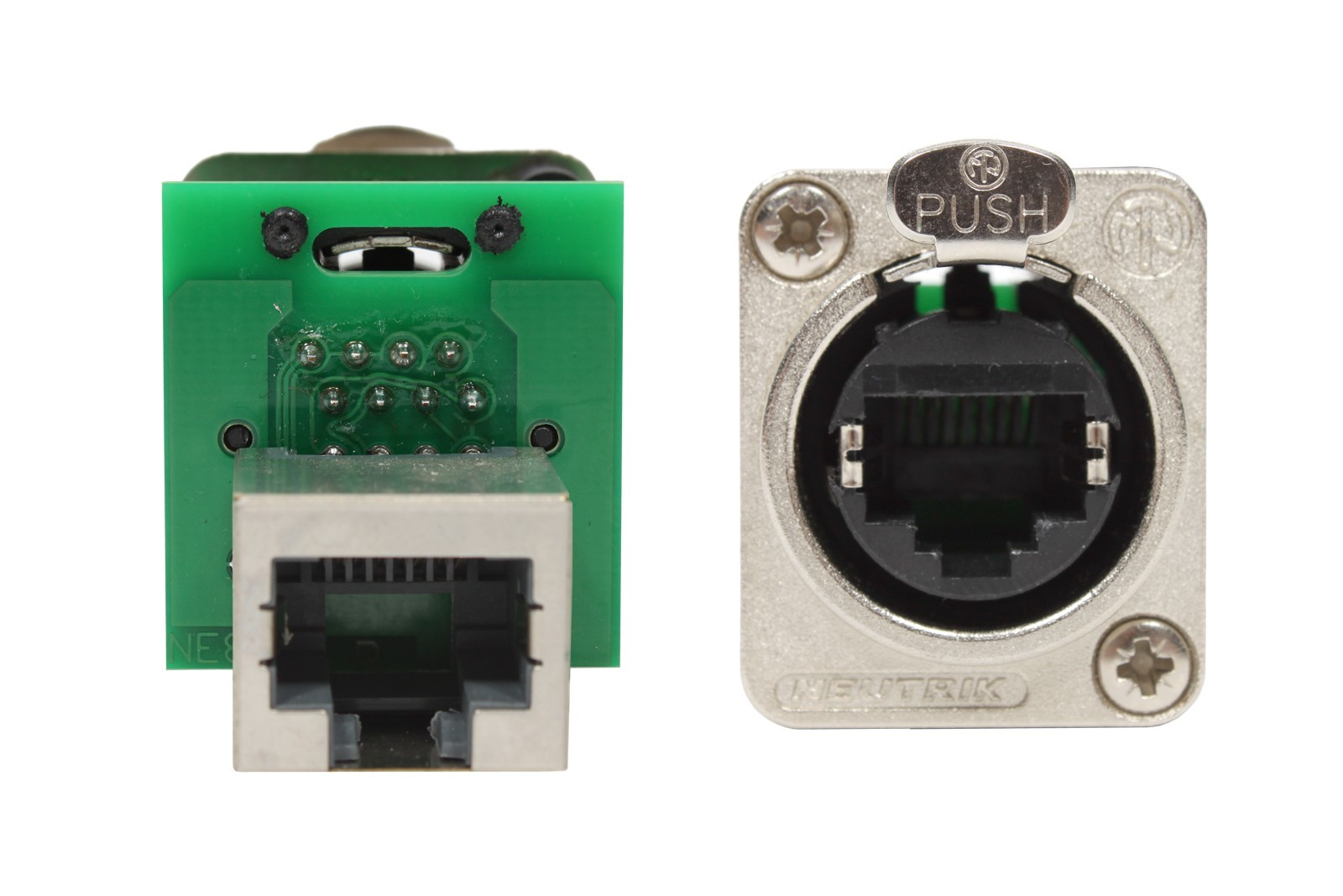 2 Neutrik NE8FDP Ethercon Ethernet RJ 45 Pass-Through Panel Mount Connector Jack