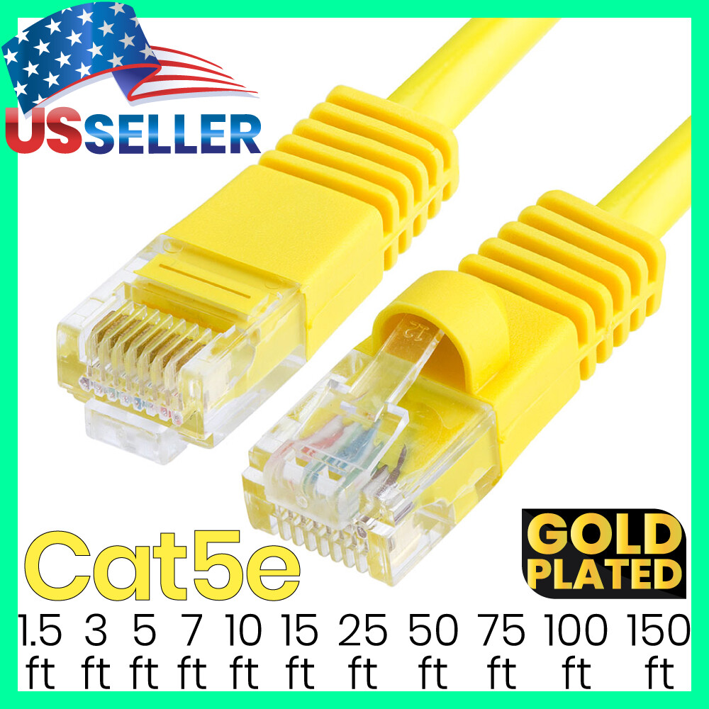Yellow Cat5e Cable Ethernet Cat5 Patch Cord Internet LAN Network Wire LOT