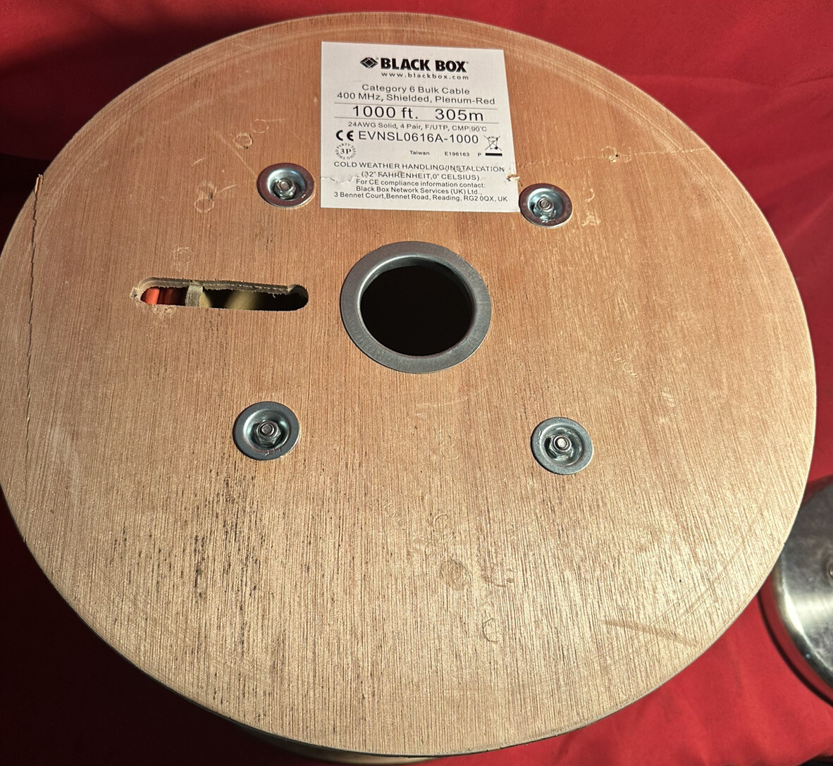 Black Box Category 6 Bulk 400MHz shielded plenum red 1000ft Cold weather NEW