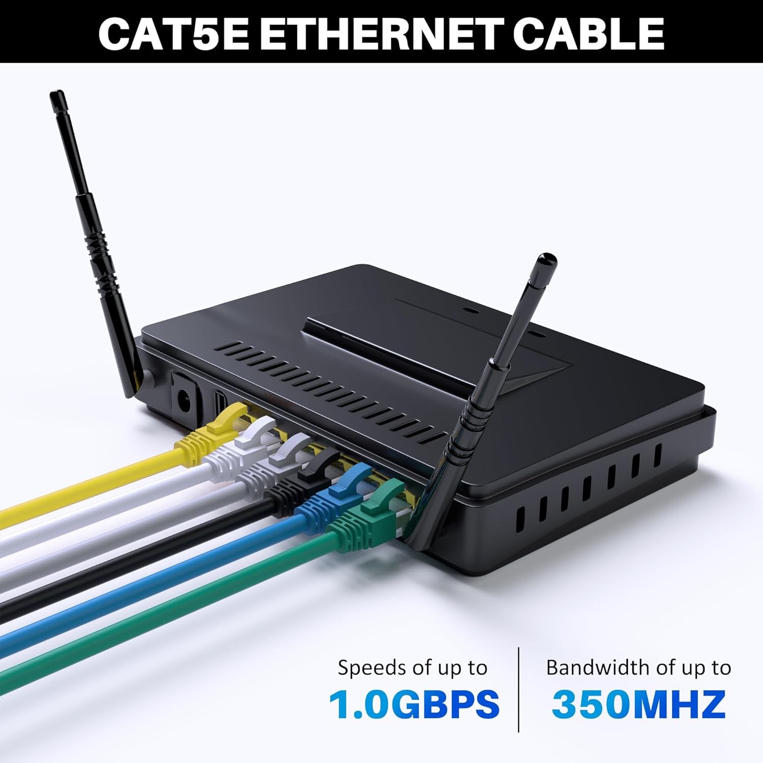 Cat5e Ethernet Cable 50 FT, Long Cat 5e Internet Cable, White 50ft,