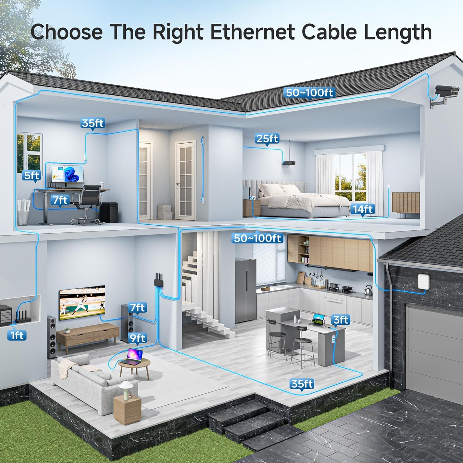 10Gbps Snagless Cat 6 Ethernet Cable, 6Ft Networking Cord