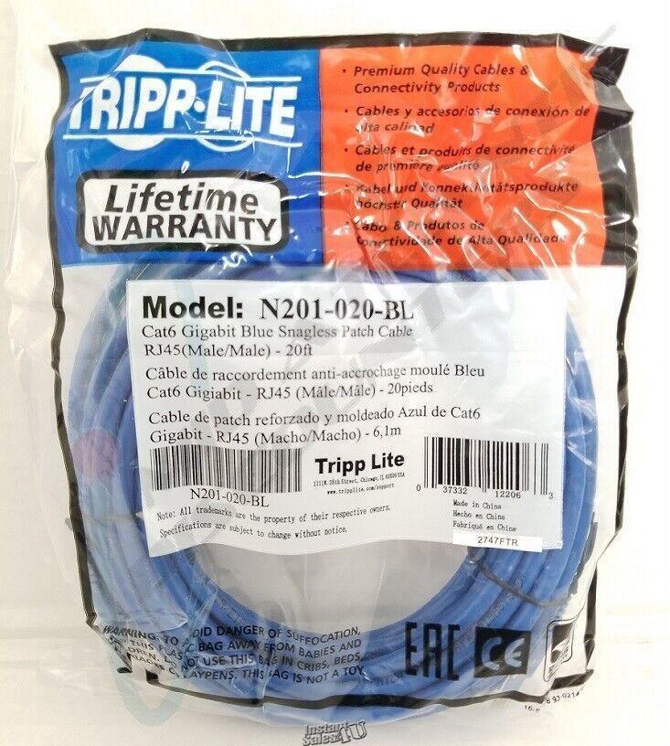 Tripp Lite 20FT RJ45 Male Cat6 Gigabit Snagless Molded Patch Cable – Blue CAT5