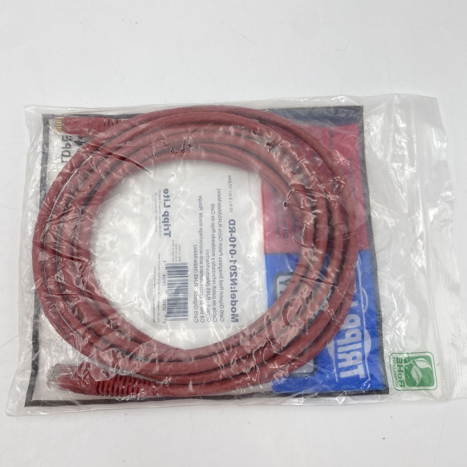 Tripp Lite Cat6 Gigabit Molded (UTP) RJ45 M/M POE 10ft Red N201-010-RD