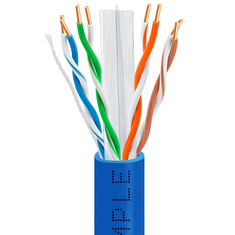 Cat6 Bulk Ethernet Cable 1000ft Riser CMR Solid 23AWG UTP Network Blue