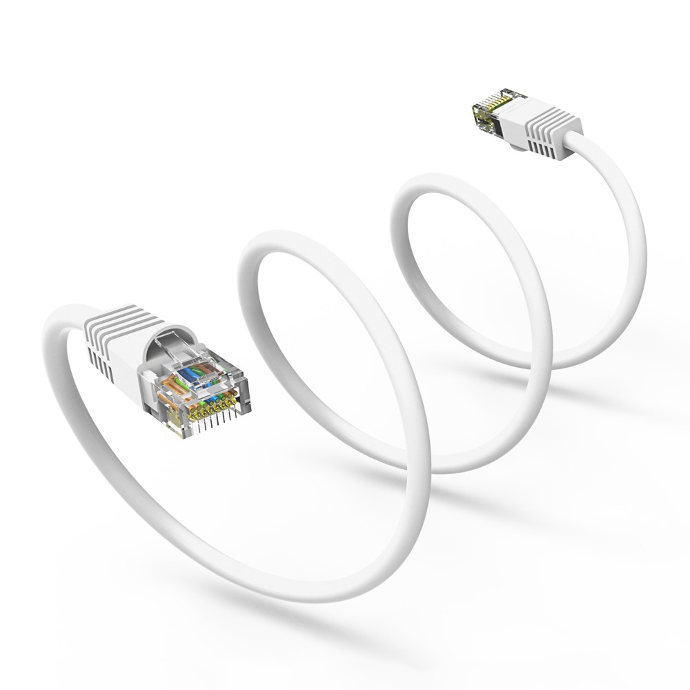 20 Pack of 1.5Ft CAT6 UTP Ethernet Network Booted Cable White