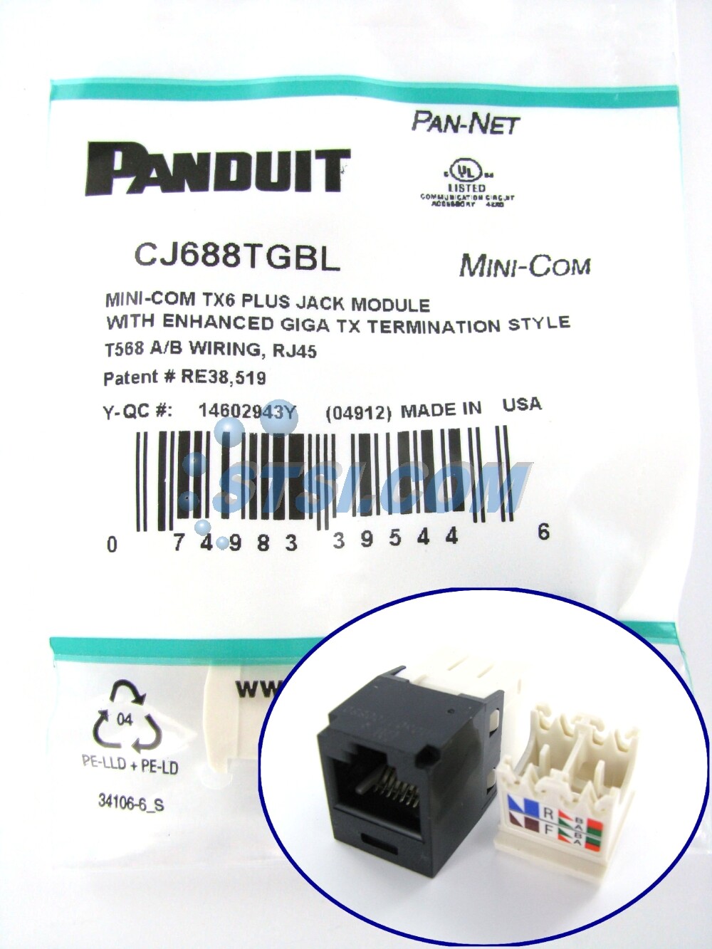 GENIUNE Panduit CJ688TGBL Cat6 Mini-Com Jack Module, Black ~STSI