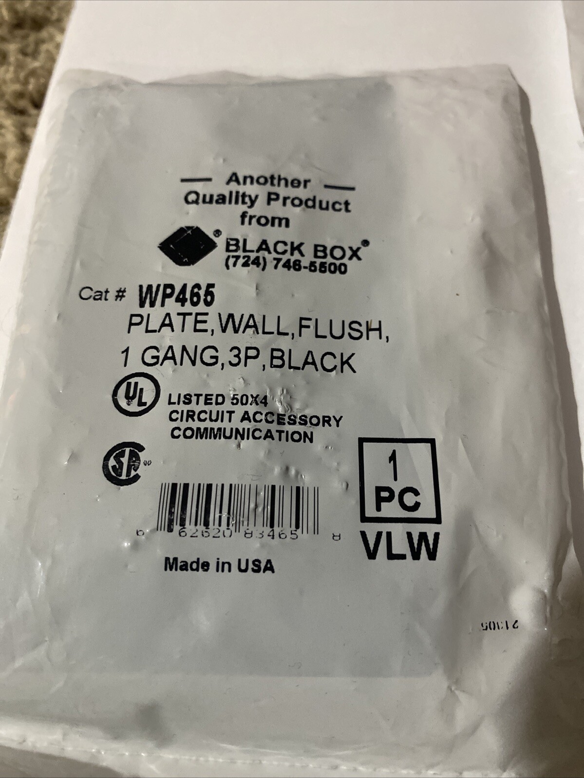 Black Box WP465 3 DATA PORT WALL PLATE Black LOT OF 10