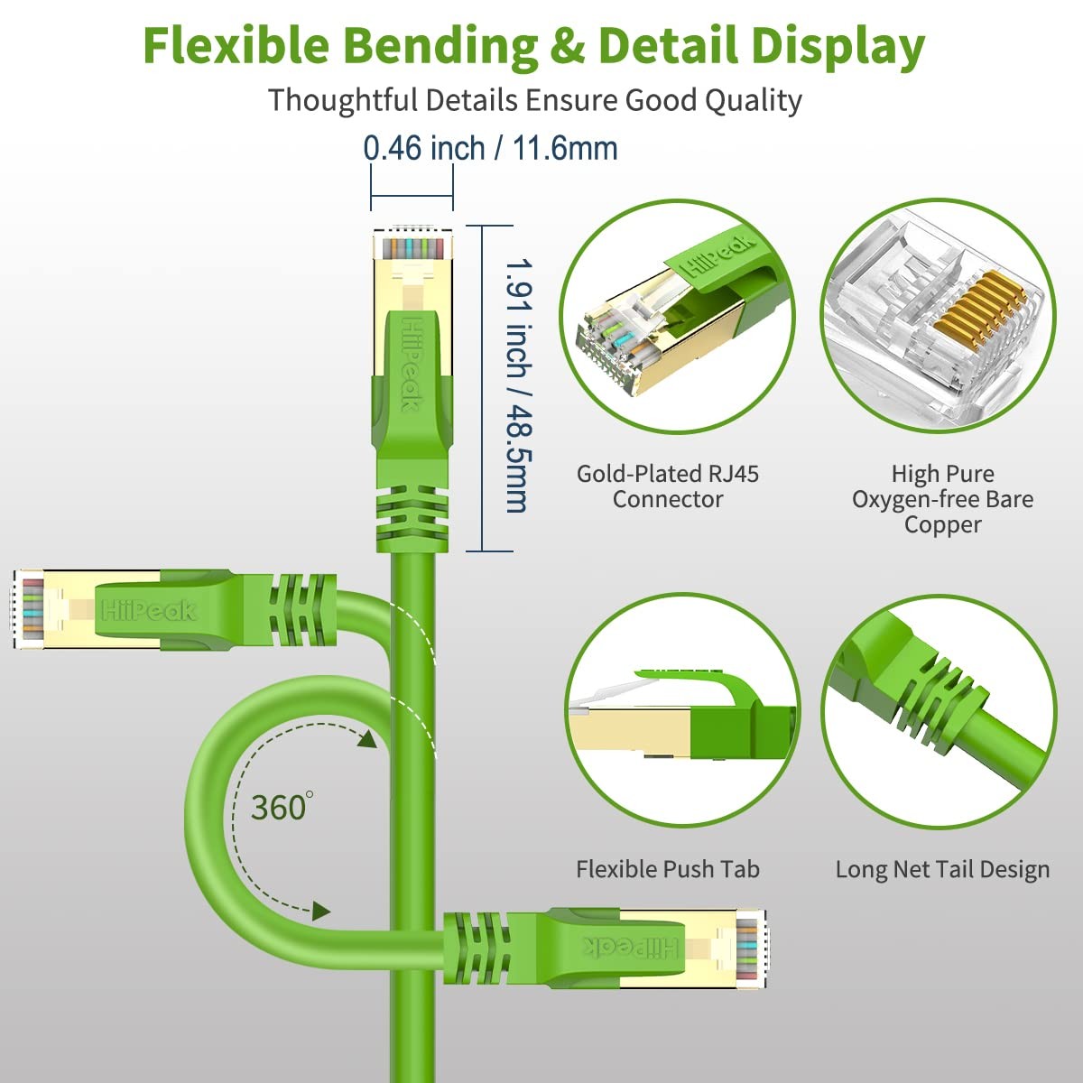 Cat8 Ethernet Cable, Indoor&Outdoor, Heavy Duty High Speed 26AWG Cat8 Network…