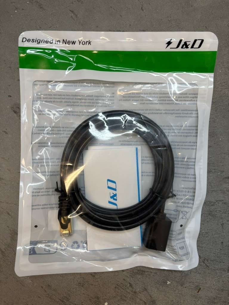 J&D Ethernet Extension Cable, Cat 6 Ethernet Extender Cable Adapter (6 Feet)