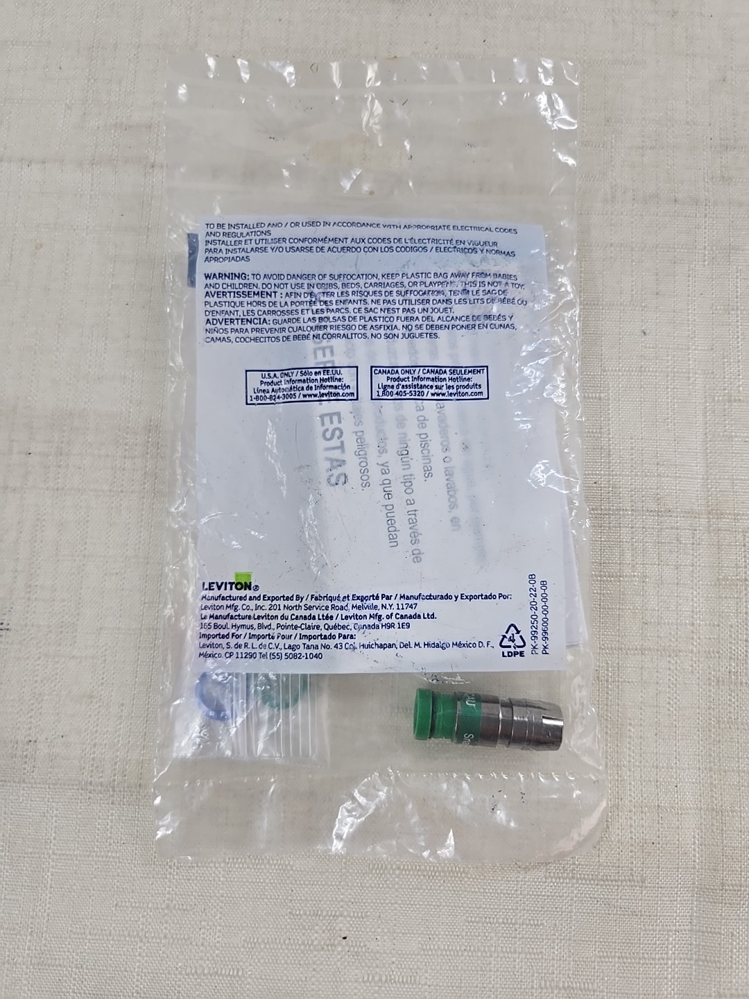 Leviton 40985-CRU Universal Compression RCA Connector Series 6 Quad